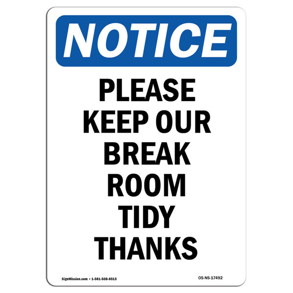 SignMission Please Keep Our Break Room Tidy Thanks Sign Wayfair